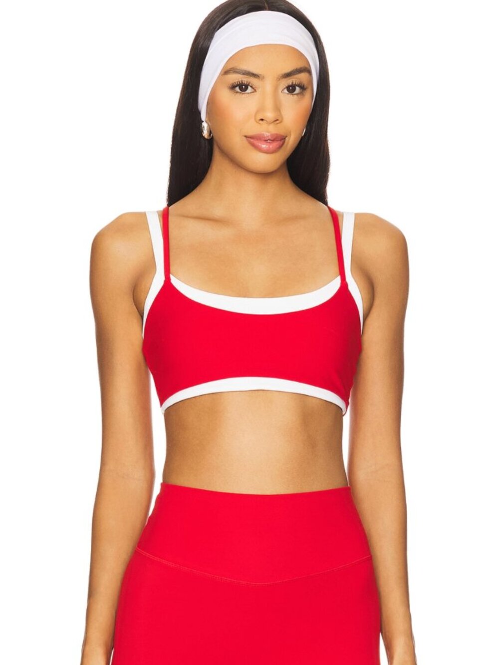 FORM Layered Sports Bra in Cherry Red White XS
